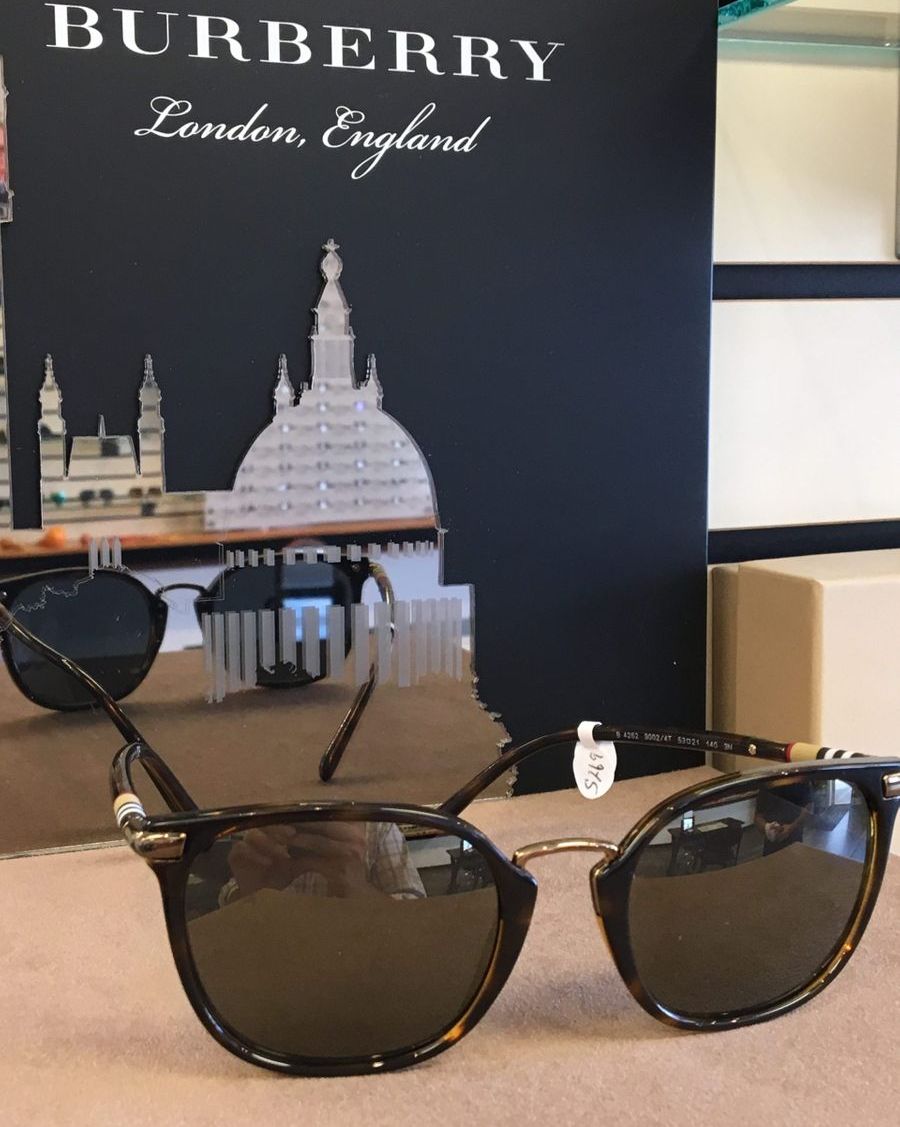 closeup of Burberry sunglasses