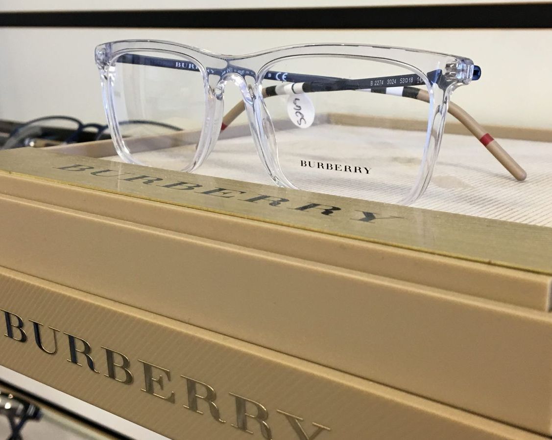 closeup of Burberry glasses