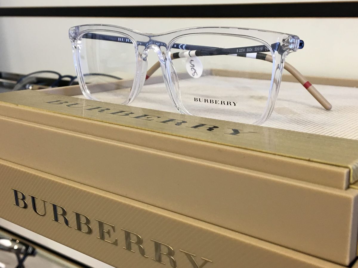 closeup of Burberry glasses