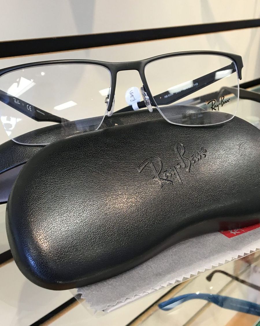 closeup of ray ban glasses