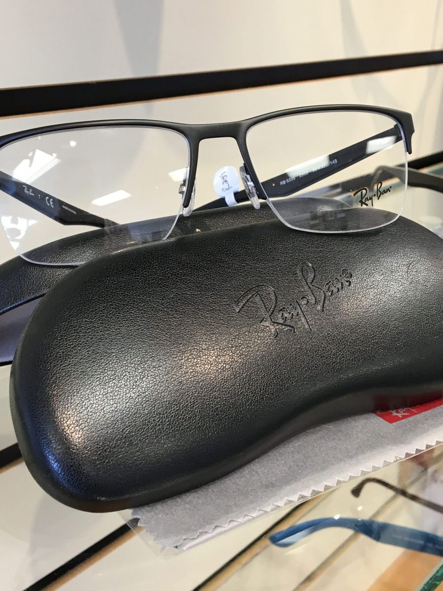 closeup of ray ban glasses